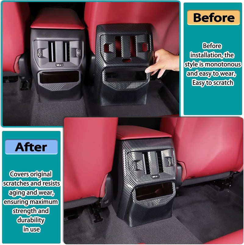 Hudiriy Rear Air Vent Outlet Panel Anti Kick Cover Compatible with BMW X3 2025 2026 Interior Rear Row Air Conditioning Vent Cover Center Console Protector Panel Trim Cover (Carbon Fiber Pattern) - Image 2